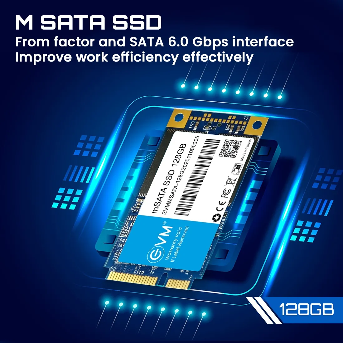 EVM Internal SSD 128GB mSata view 3